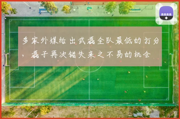 多家外媒给出武磊全队最低的打分，磊子再次错失来之不易的机会